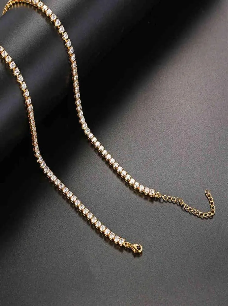 Wysoka jakość Cz Cubic Zirkonia Naszyjnik 2 mm M M 5 mm Sier 18K Gold Gold Ciend Diamond Chain Naszyjnik 220A3685979