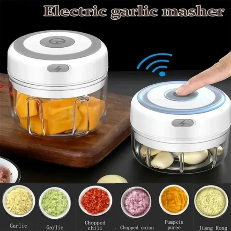 Mini Power Electric Garlic Chopper Mincer Vegetable Cutter Portable Meat Grinder Cooking Utensils Kitchen Accessories 240104