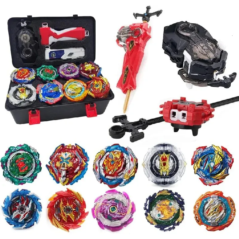 Beyblade Burst Box Set per bambini Gyro Blade Toys 10 trottole 2 lanciatore bidirezionale con regalo portatile 240104