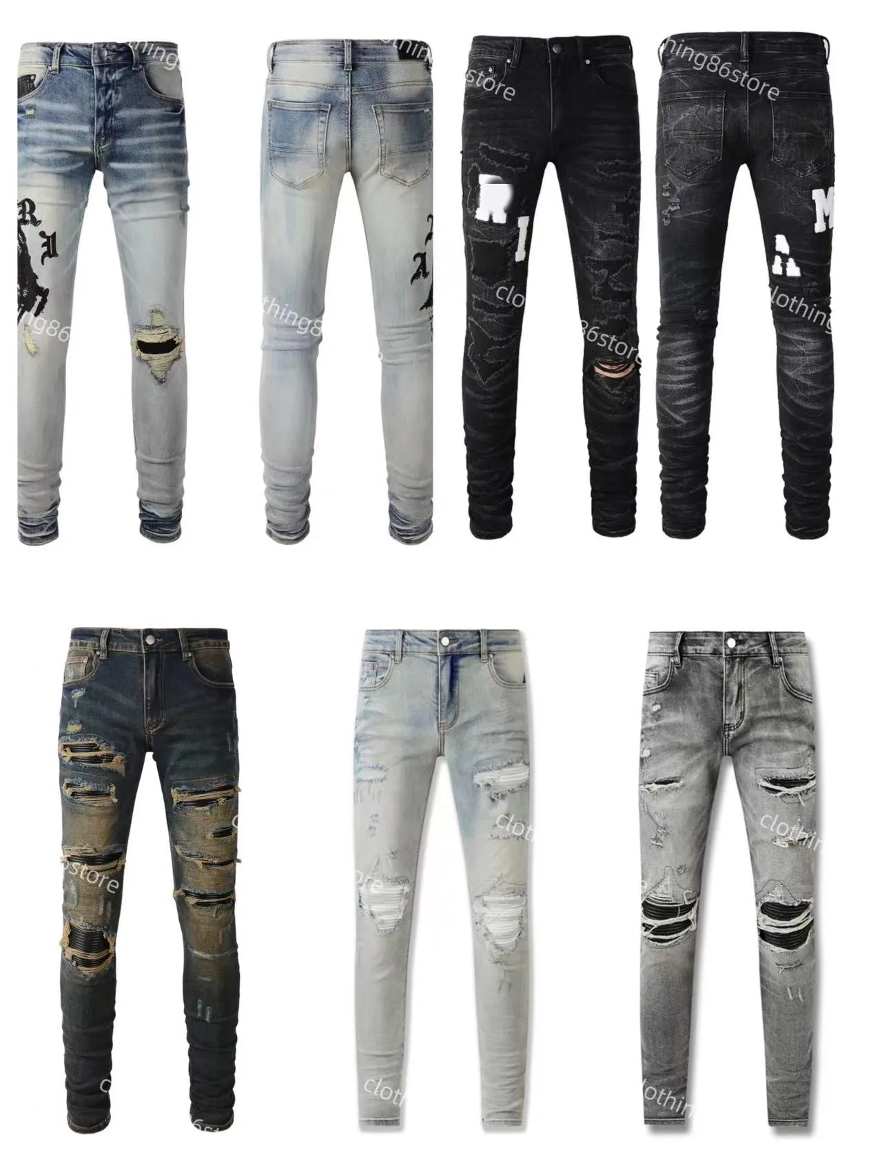 Designer amirs jeans jeans jeans designer ksubi jeans jeans skinny strappati dritti jeans lacrime denim lavati vecchi jeans neri lunghi jeans