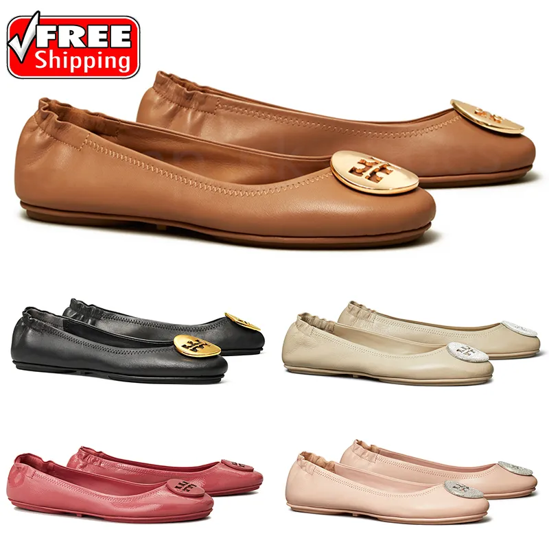 Minnie Leather Ballet Flats Designer Gold Flat Dress Shoes For Women, Perfect For Spring And