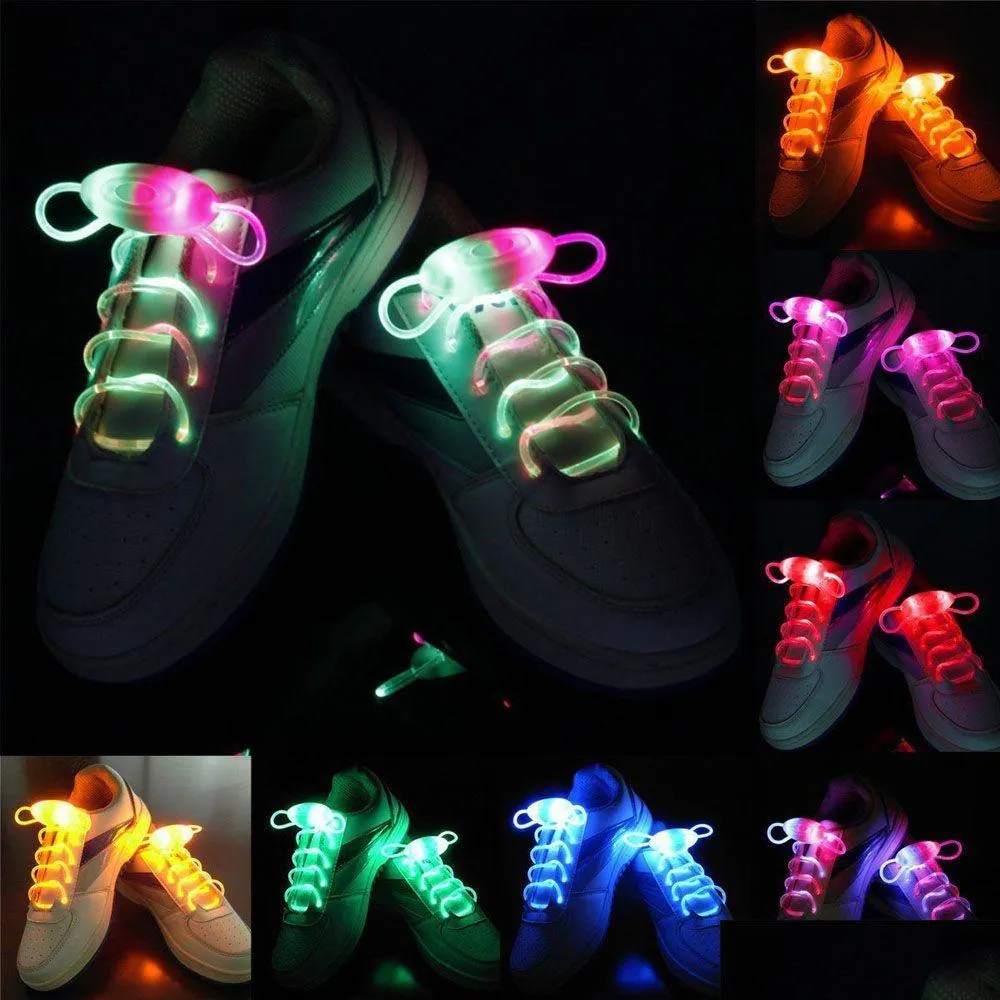 Gadget LED 3ème génération Cool Clignotant Light Up Lacets Flash Étanche Shoestring 3 Modes Lacets De Chaussures Lumineux Festival Party Rave Disc Dhbsq