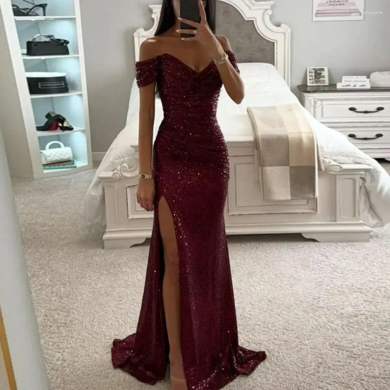 Nieuwe zomer elegante feestjurken avond sexy blauwe slanke maxi jurk slash hals off shoulder bruiloft gast elegante jurk voor vrouwen | NL