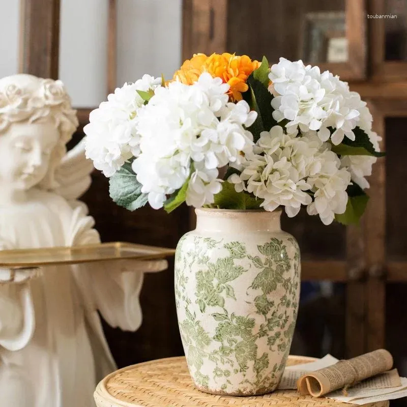 Vaser vas keramisk underglasyr antik kinesisk europeisk blå och vit porslin trasig mönster vardagsrum ingång bordsdekoration