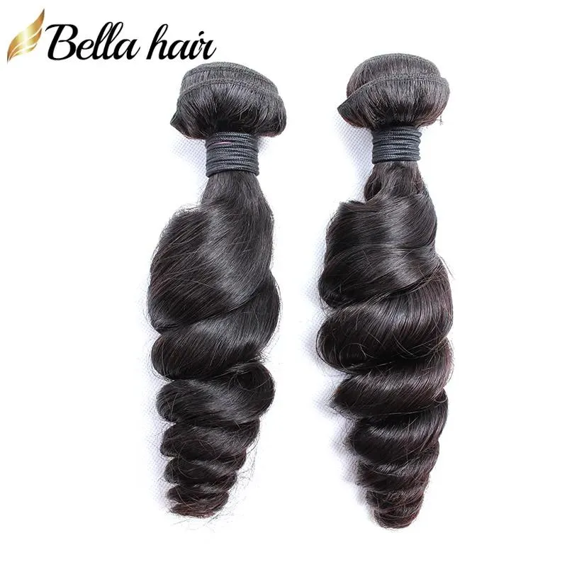 Wefts Indian Human Hair Extensions Ungrostane Virgin Hair Bundles Lose Wave 1 lub 2 OR3PCS LOT Naturalny kolor 830 cali Bellahair