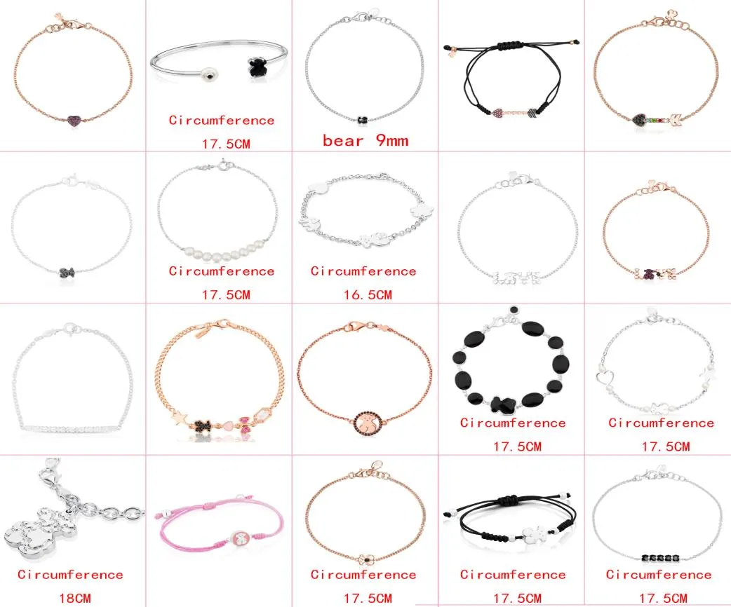 2021 100 925 Pulsera clásica de plata de ley con oso bonito, joyería de moda para mujer de alta calidad, fábrica entera 7717483