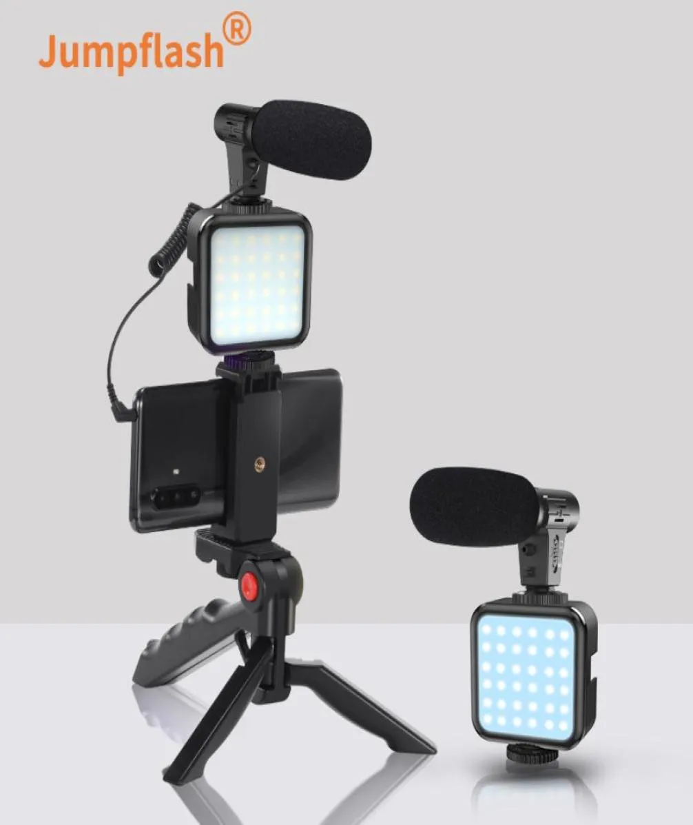 Jumpflash tripé titular vlogging kits selfie ao vivo led integração de luz de preenchimento com microfone controle remoto para youtube 2205778770