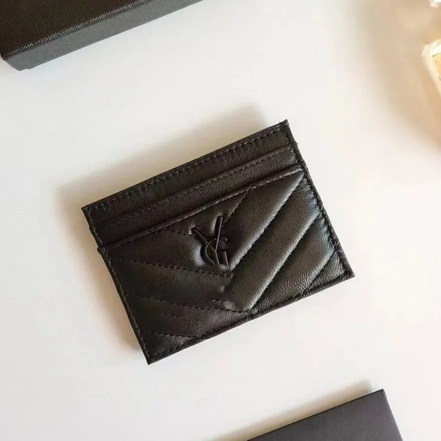 2024 neue Kartenhalter echte Lederkartenhalter für Lady Sheepell und Kaviar 2 Stil mit schwarzem Gold -Splitter -Farben Multilayer -Kartenbeutel Kreditmünzen Mini -Brieftaschen Taschen