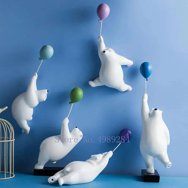 Palloncino creativo nordico Orso polare Decorazione murale Supporto da parete Accessori decorativi Casa soggiorno Sfondo da appendere alla parete 240105