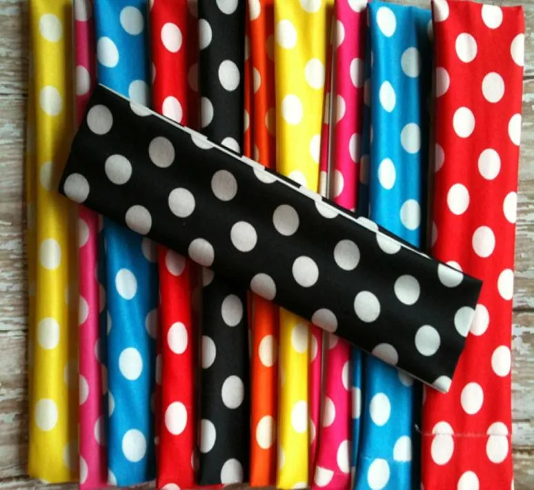 Polka dot stretch pannband stretch peadbandsheadwrapshairband headwear nylon lätt headban 120xlot7281384