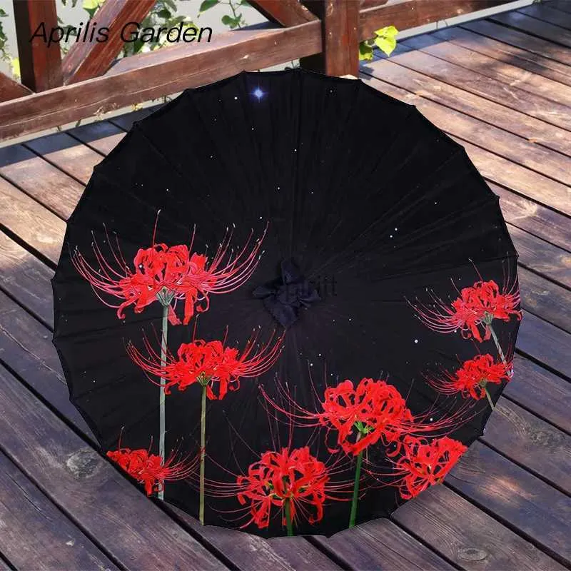 Umbrellas 82cm Chinese OiledPaper Umbrella Folding Silk Hanfu Ancient Costume Woman Hanfu Cos Photograph Decoration Dance Paraguas Mujer YQ240105