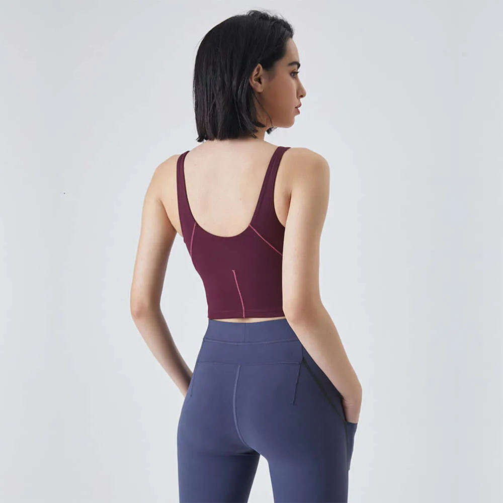 Lu Lu Align Citroen Strakke Tanktop Bedrukken Dames Sportbeha Fitness Yoga Vest Workout Kleedt Skims Vochtafvoerende Riem Met Borstkussen