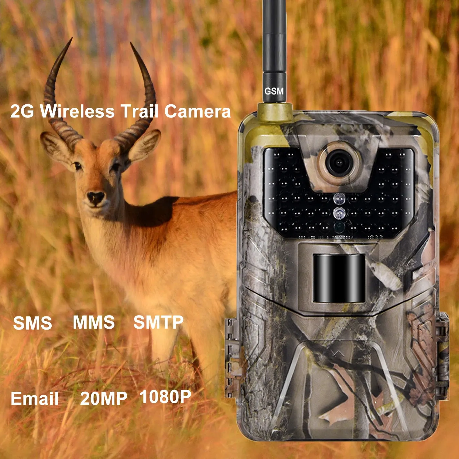 2G MMS P Trail caméra Email caméras de chasse à la faune cellulaire sans fil 20MP 1080P Vision nocturne Po piège HC900M 240104