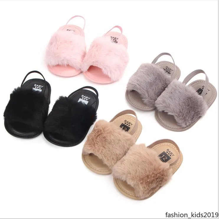 Fashion Faux Fur Baby Shoes Summer Cute Infant Baby boys girls shoes soft sole Walking Shoes indoor for 0-18M