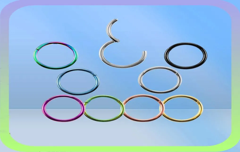 Andra 10st/Lot G23 Titanium gångjärnssegment Septum Clicker Nos Rings Nipple Ear Lage Tragus Lip Piercing Fashion Jewelry3379548