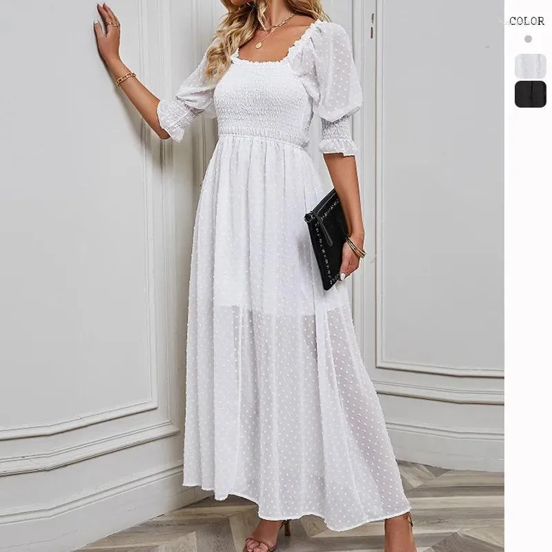 Casual Dresses for Women - Off Shoulder Jacquard Fairy Dress with Lantern  Sleeves - Long Solid Ankle-Length Spring and Summer Wear from Dhgate Basic  & Casual Dresses - price 37.16
