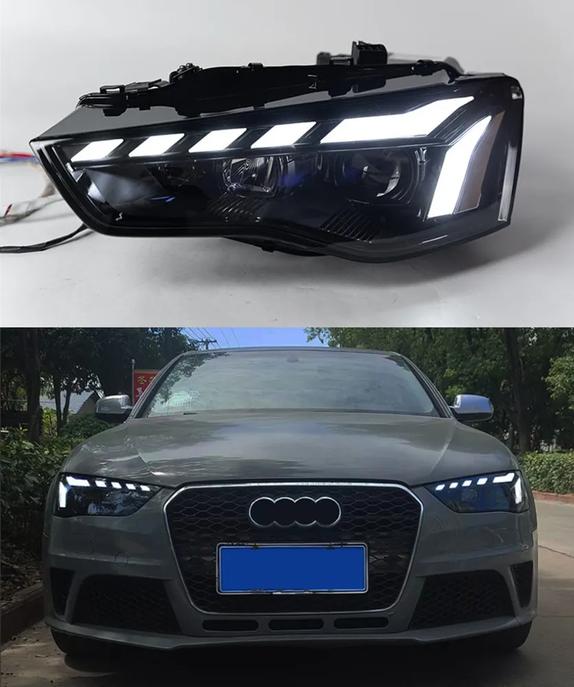 Phare de voiture pour Audi A5 A5L LED clignotant 2008-2016 diurne double faisceau lampe lentille