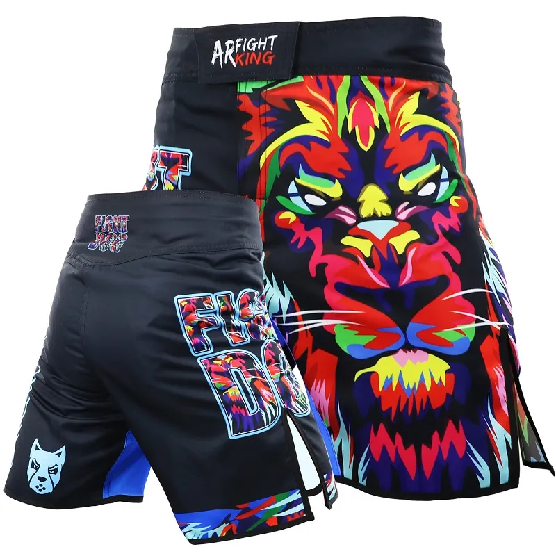 MMA Entrenamiento de León Colorido Muay Thai Lucha Integral Deportes Lucha Sanda Boxeo Pantalones Cortos Entrenamiento Artes Marciales Fitness Personalizado