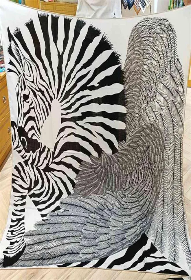 Zebra Pegasus Pole Class Versatile Black White 130 Silk Wool Generous Autumn and Winter Warm Shawl Scarf Female2149002