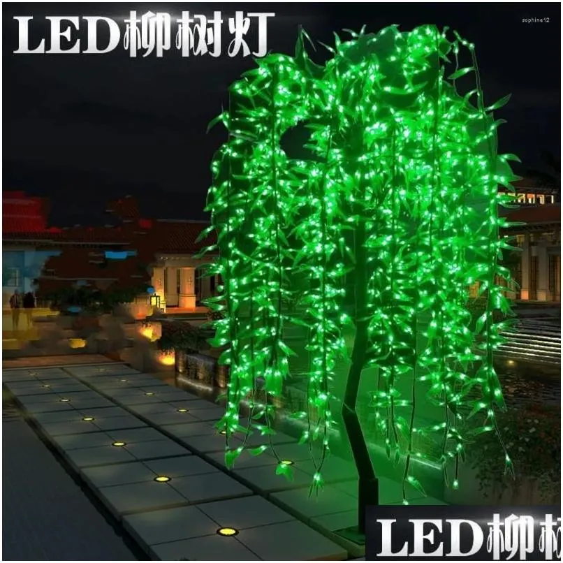 Christmas Decorations Led Artificial Willow Wee Tree Light Outdoor Use 1152Pcs Leds 2M Height Rainproof Decoration Drop Delivery Hom Dhqgn