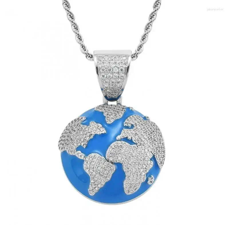 Pendentif Colliers Classique Creative Blue Earth Zircon Collier Hommes Punk Hip Hop Rock Music Party Cool Bijoux