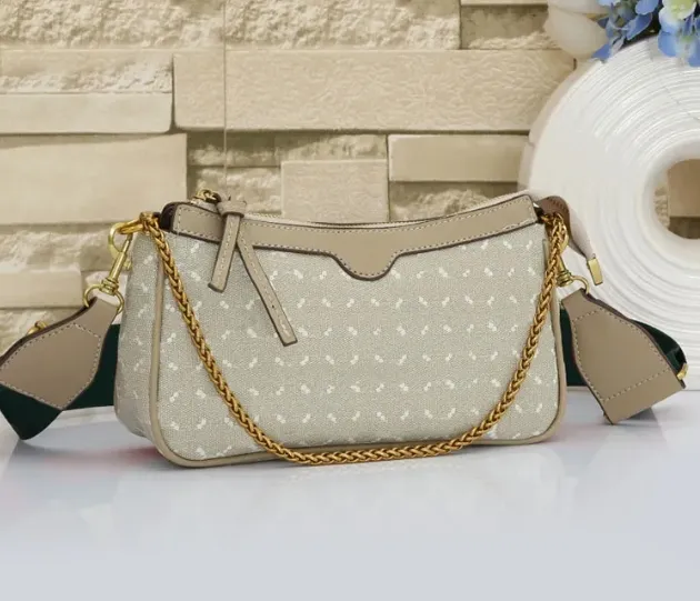 Handväskor lyxiga hobo axelpåsar kedja handväska plånbok klassisk bokstav tryck brun hög kvalitet