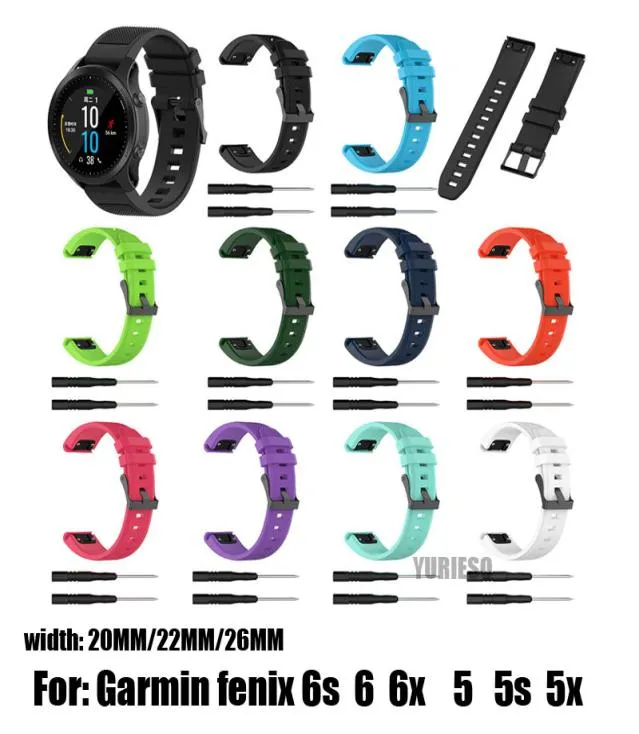 26 22 20MM bracelet de montre pour Garmin Fenix 6 6s 6X 5 5s 3 3HR D2 S60 GPS montre à dégagement rapide Silicone Easyfit bracelet Strap2334744