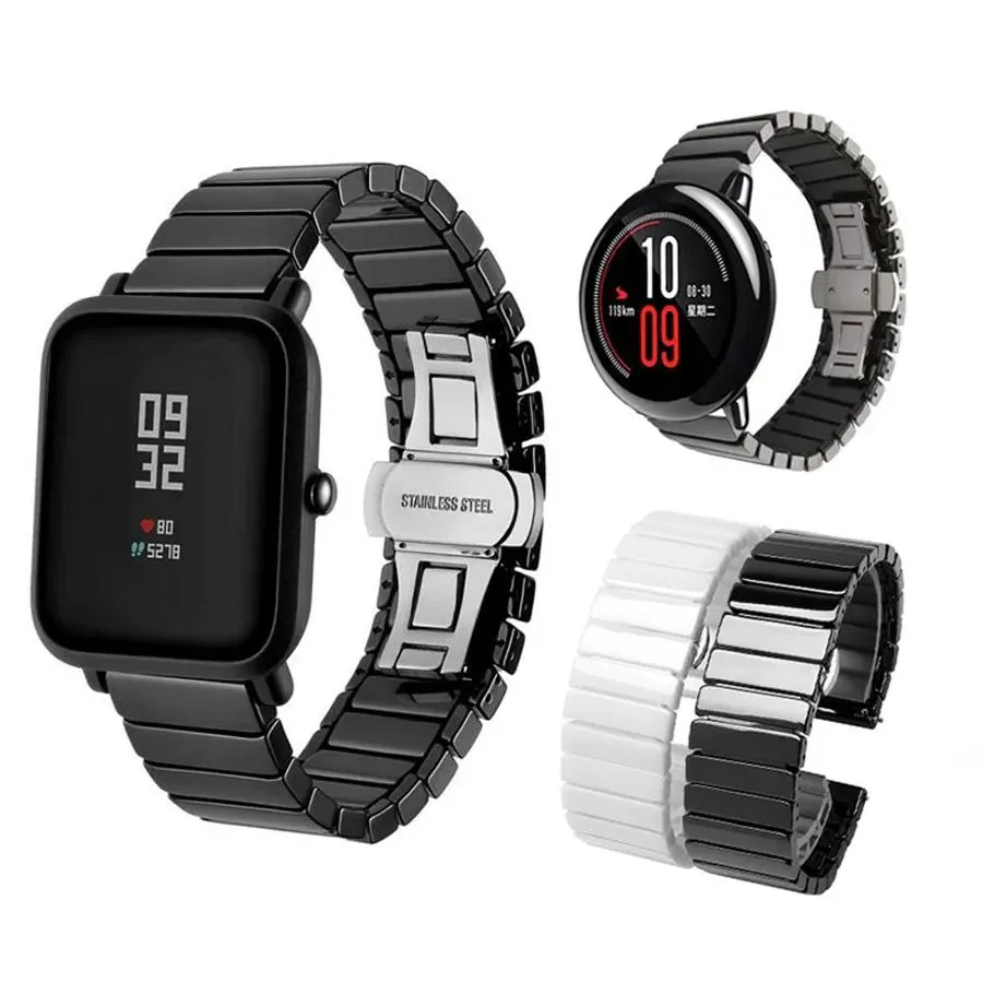 Relógios pulseira de cerâmica para huami amazfit bip cinta xiaomi amazfit ritmo stratos pulseira cerâmica 20mm 22mm huawei relógio gt magia