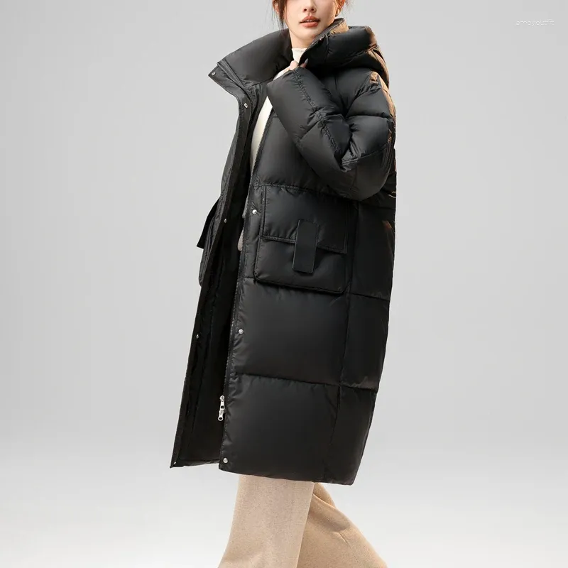 Frauen Trenchcoats 2024 Winterjacke Frauen Parkas Mantel Dicke Warme Baumwolle Schwarz Mit Kapuze Gepolsterte Kleidung