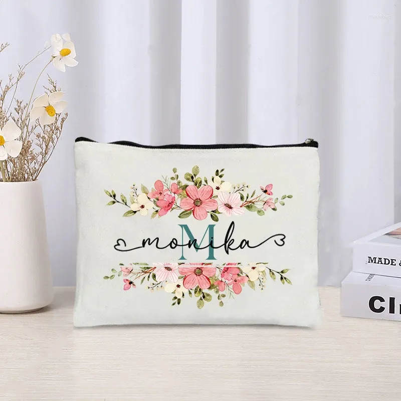 Cosmetic Bags Personalized Name Zipper Makeup Pouch For Pretty Girl Women Travel Toilet Organizer Necessity Aesthetics Clutch