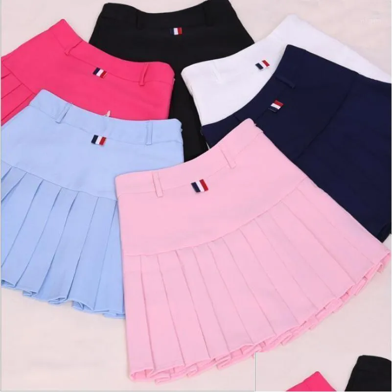 Skirts Harajuku Zzang High Waist Ball Denim Pleated Lolita Style Girls Tennis Skirt Mini Cute A-Line Golf Short Drop Delivery Appare Dhbvj