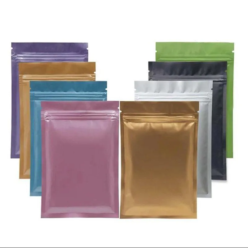 Dubbelsidiga flera färger återförslutningsbart ziplock mylar väska matlagring aluminium folie väskor plast packning påsar container uuvac