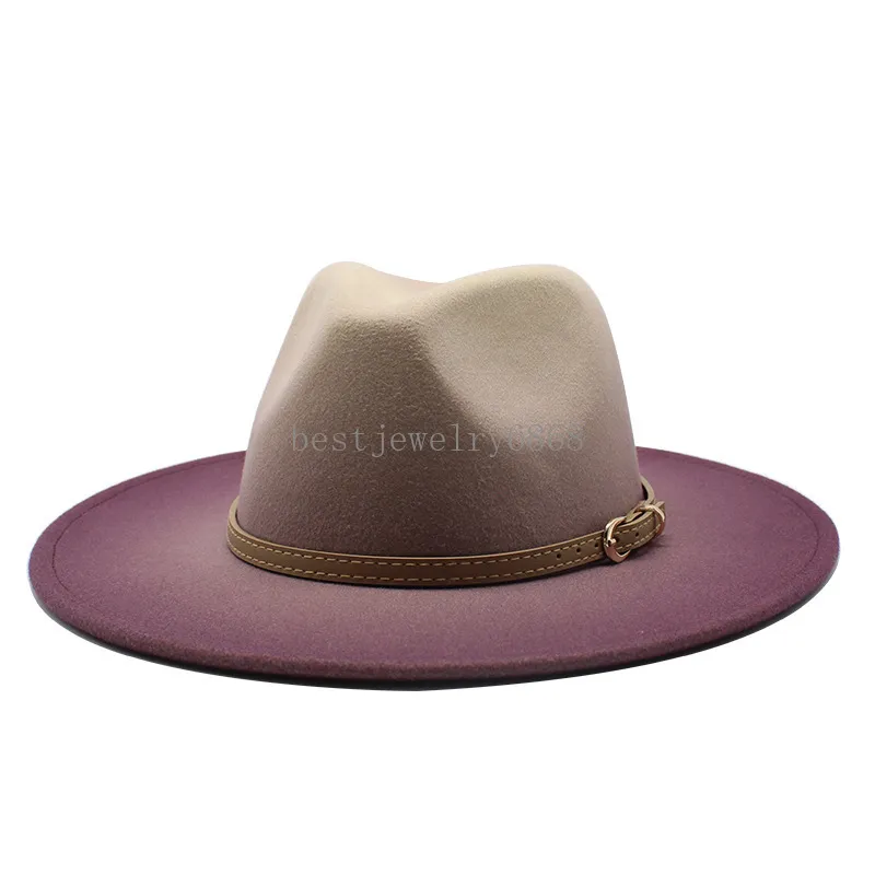 Chapéu fedora de duas cores feminino masculino aba larga feltro jazz chapéu senhoras festa boné superior retalhos chapeau sombreros de mujer