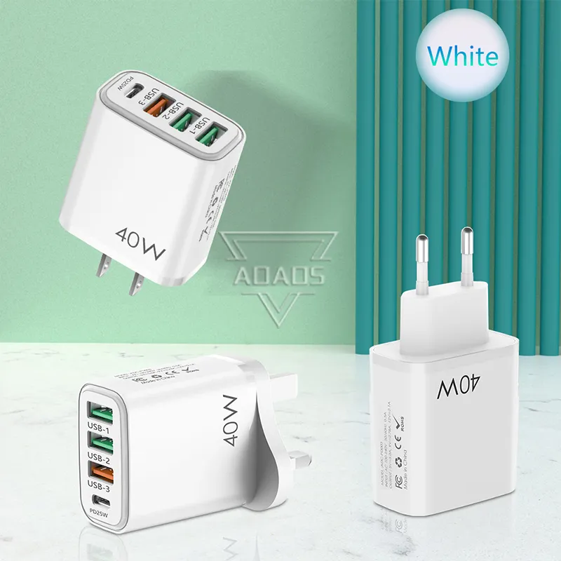 Fornura Allingrosso Caricatore Da Muro Multiporta 3USB + 1PD Caricatore Portatile Telefono Cellulare Stati Uni, UE, Regno Uno Adattatore USB A Ricarica Rapida Da Aoaos, 1,93 € | DHgate