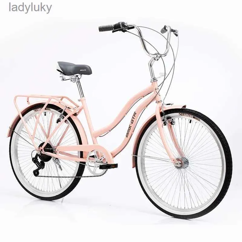 Cyklar 26 Classic Beach Cruiser Kvinnor Damer Adult City Cycle Bicycle Bike 24 26 29 Inch Girl's Classic Cruiser Bike Bicycle Pinkl240105