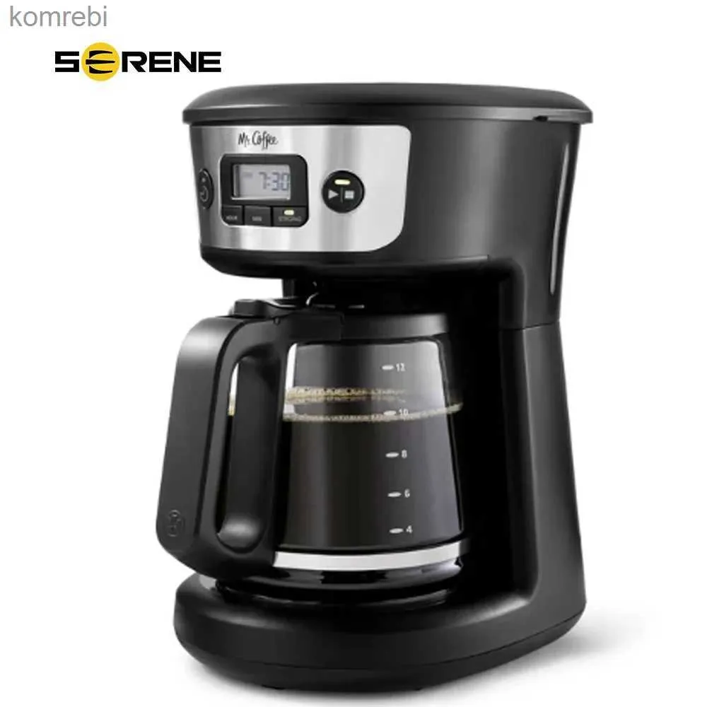 Cafetières Appareil de cuisine portable New Mr. Coffee Cafetière programmable de 12 tasses avec sélecteur de brassage puissant Machine en acier inoxydable L240105