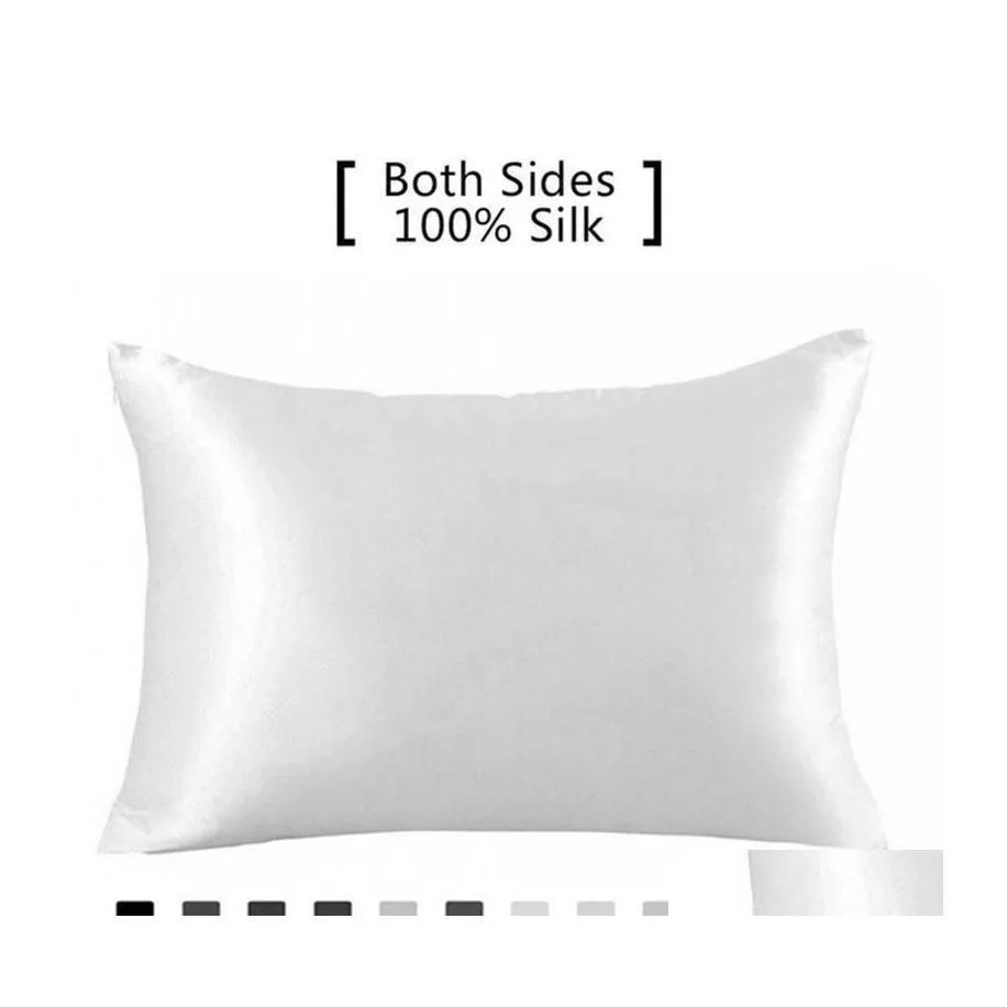 Pillow Case Silk Pillowcase Ice 100% Pure Natural Mberry Standard Size Cases Er D Drop Delivery Home Garden Textiles Bedding Supplies Dhwva