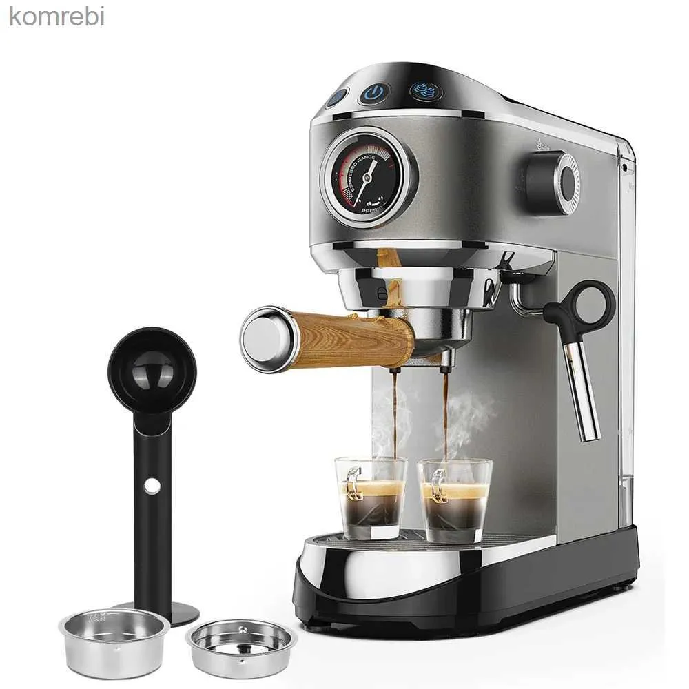 Kaffeemaschinen Halbautomatische Pulverkaffeemaschine mit 20 Bar und Milchdampfaufschäumer für Espresso, Cappuccino, Latte und MokkaL240105