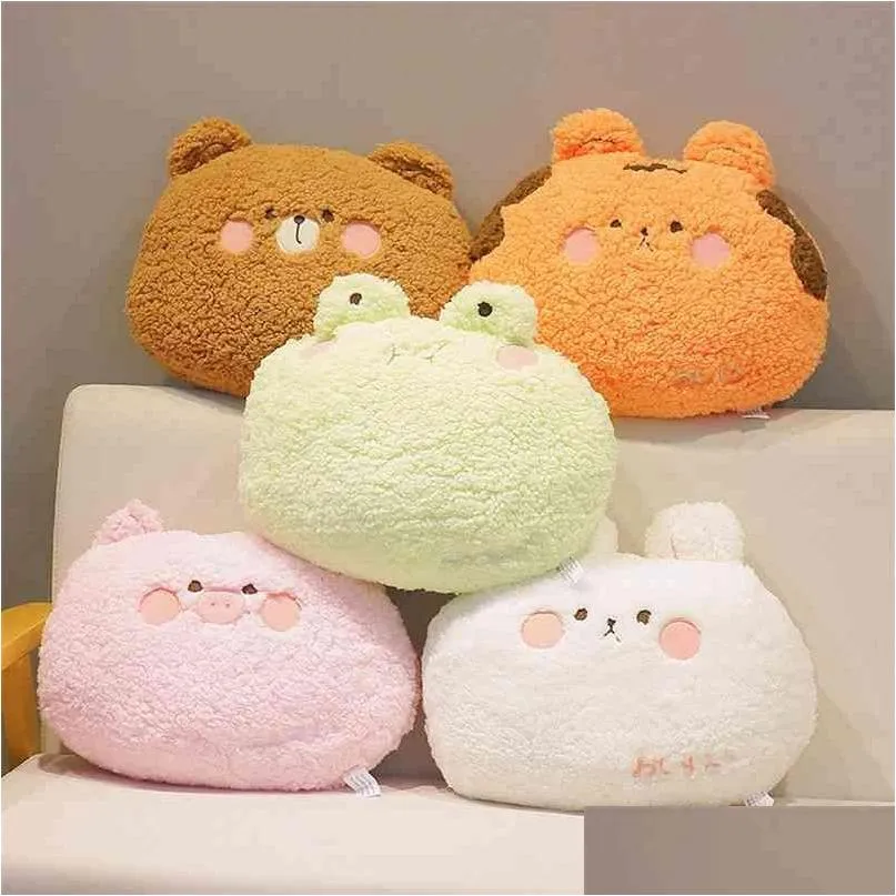 Плюшевые куклы Soft Cute P Животные Подушка Игрушки Мягкий мультфильм Тедди Медведь Лягушка Свинья Тигр Кролик Кукла Диван Подушка для стула Подарок ребенку 210825 Dhfcj