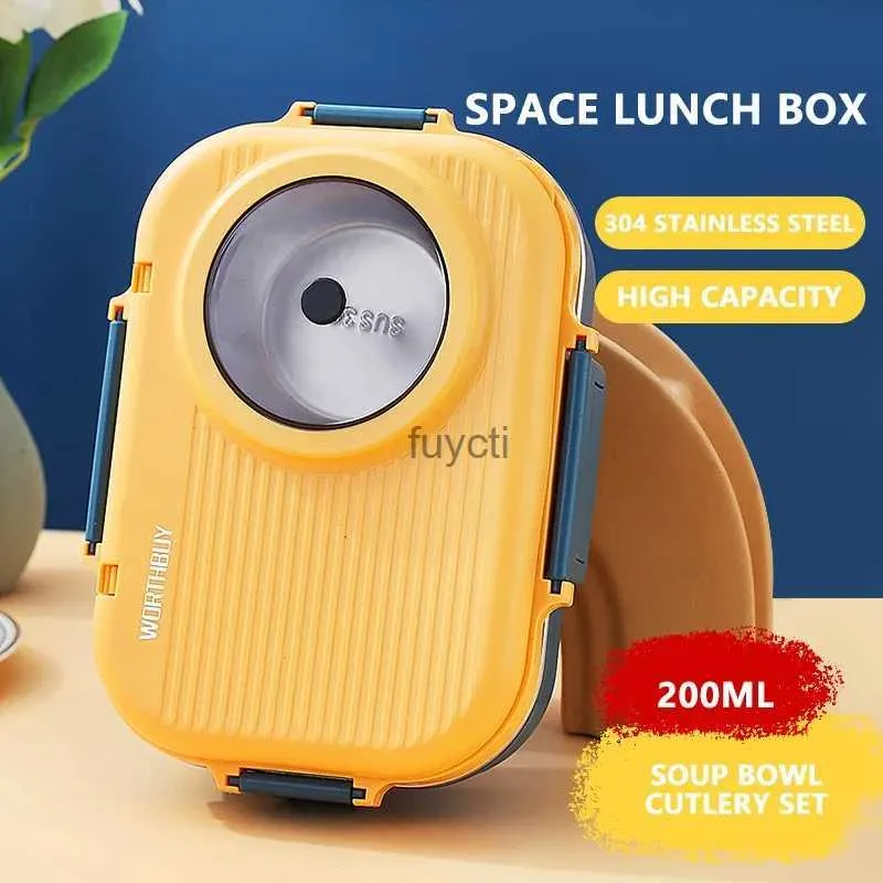 Bento Boxes 1100ml Camera Bento Lunch Box 18/8 Lunch Box in acciaio inossidabile per bambini Contenitore per alimenti scolastici Contenitore per alimenti a prova di perdite Contenitore per alimenti YQ240105