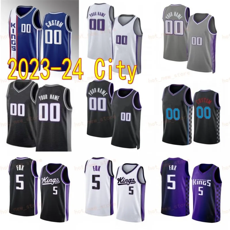 Mężczyzn Kobiet City Basketball Deaaron Fox Jersey 5 Keegan Murray 13 Harrison Barnes 40 Domantas Sabonis 10 Kevin Huerter 9 Davion Mitchell 15 zarobiono klasyczny koszula