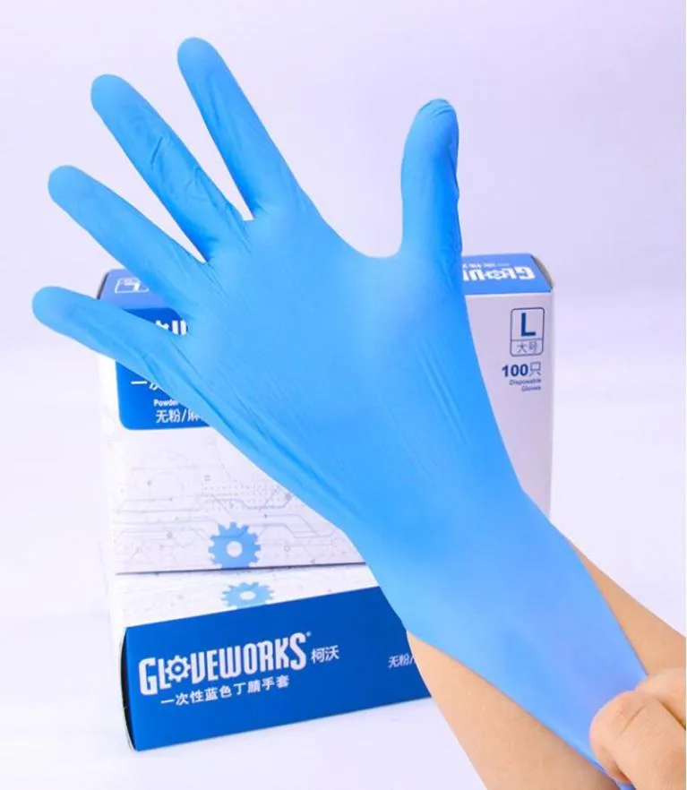 Nitrilhandschuhe blau 100 Stück, Lebensmittelqualität, wasserdicht, Allergie-Einweg-Arbeitsschutzhandschuhe, Nitrilhandschuhe, Mechaniker5829523