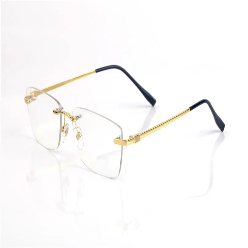 Retro Randloze Zonnebril Dames Mode Heren Sport Metaallegering Frame Zwart Bruin Clear Lens Voor Vrouwelijke Mannelijke Brillen Oculos de sol 306D