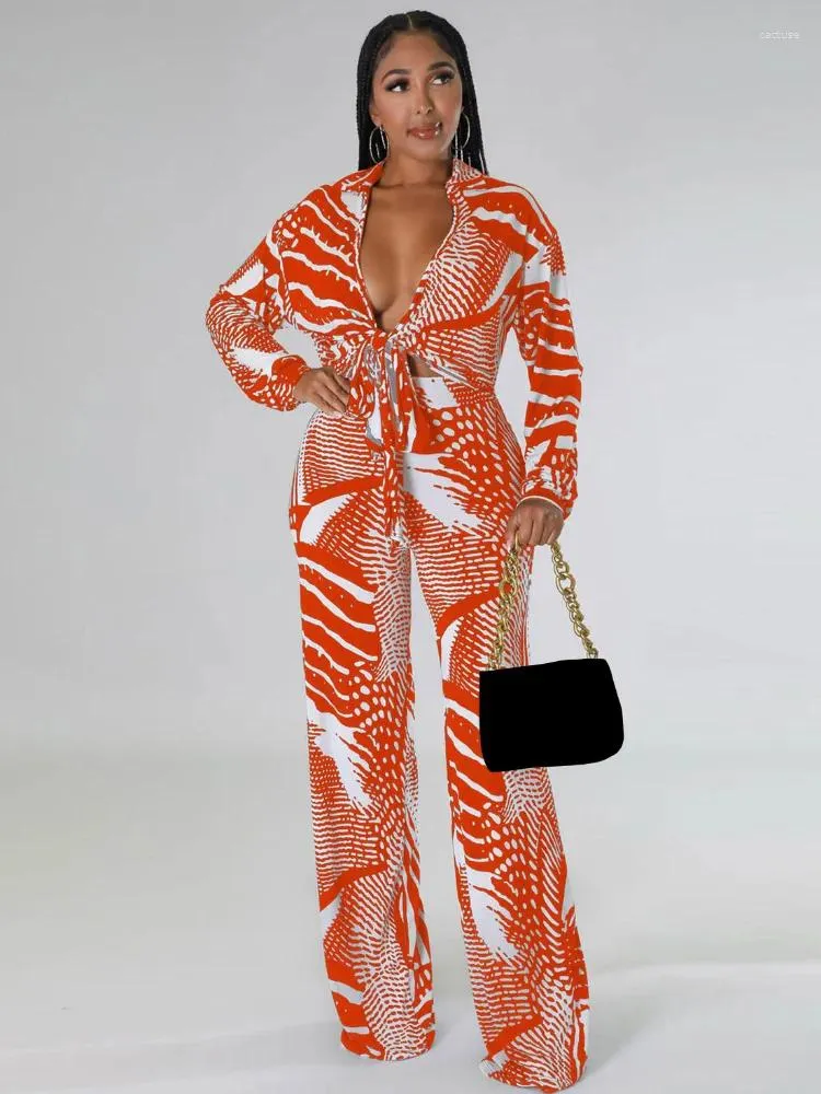 KEXU Damen-Zweiteiler, lockerer Anzug mit Leopardenmuster und Krawatte, V-Ausschnitt, langärmeliges Hemd, Stil, elegant, 2-teiliges Damen-Outfit