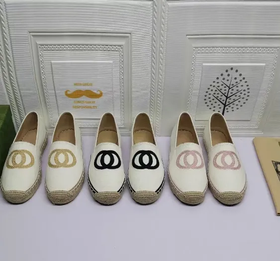 Interlocking g duk broderad espadrilles loafers skor sommarslip på plattform sandaler handgjorda sko för kvinnor avslappnade luxe lägenheter