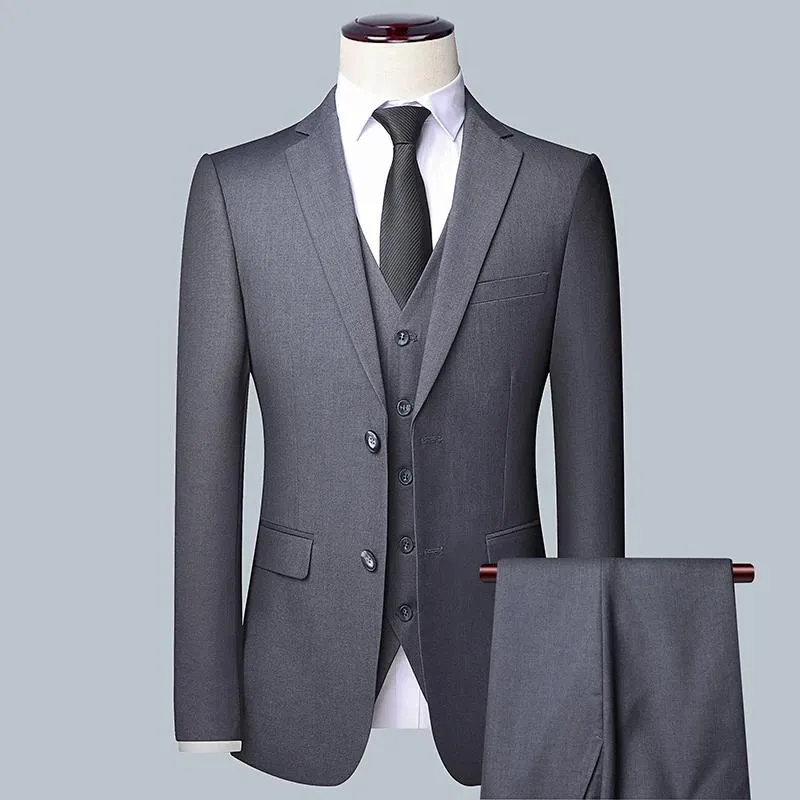 Jackets 2022 New Threepiece Male Formal Business Suit for Men's Fashion Boutique Wedding Dress Suit ( Jacket + Vest + Pants )