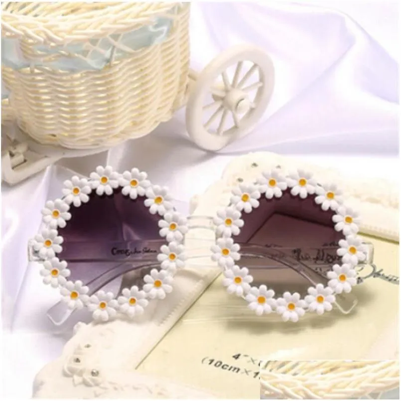 Caps & Hats Caps Hats Kid Girls Sunglasses Sun Glasses Flower Little Daisy Uv 400 Protection Boys Baby Eyeglasses Drop Delivery Baby, Dhhbh