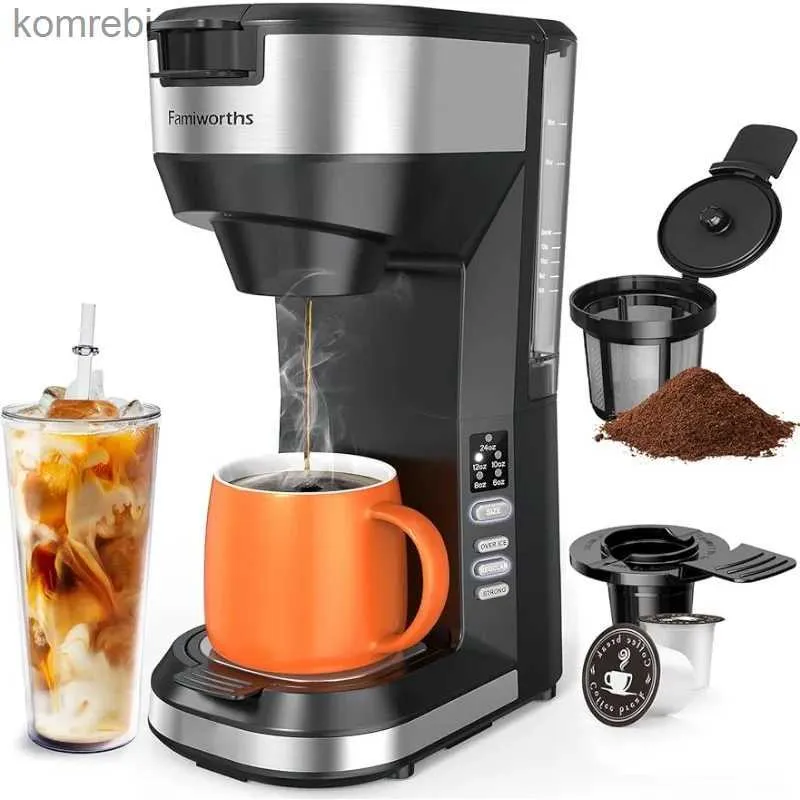 Coffee Makers Hot and Iced Coffee Maker for K Cups and Ground Coffeewith 30Oz Removable Water Reservoir Pot and Tumbler Not Included BlackL240105