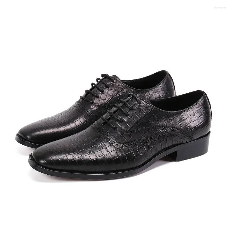 Chaussures habillées hommes qualité formelle à lacets affaires Oxford marque mariage pointu noir