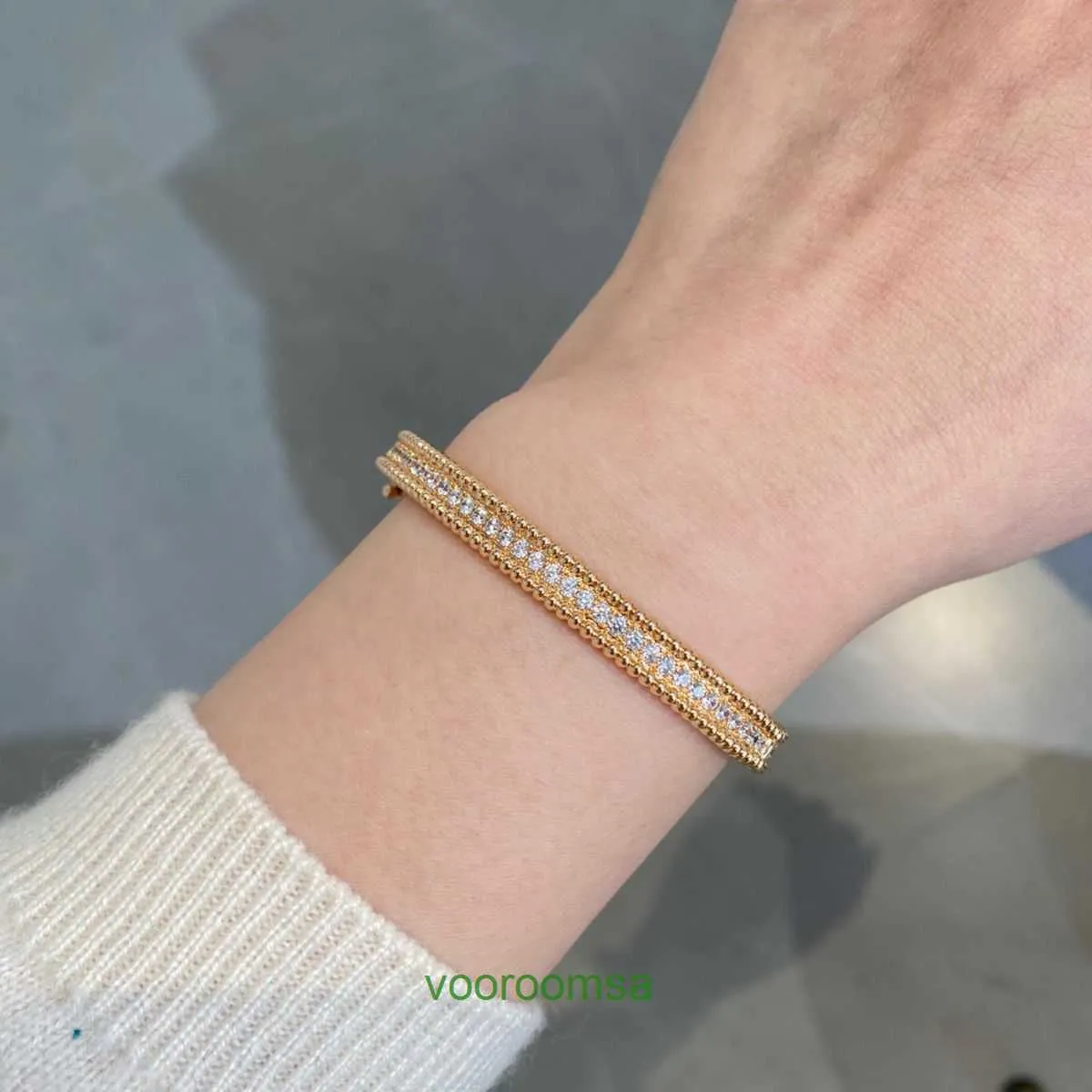 Hochwertiges Van-18-Karat-Gold-Weihnachtsgeschenk-Armband, Schmuck-Edition, voller Himmelsstern, einreihiger Diamant für Frauen, dick vergoldet, 18 Karat Rosé, hell, luxuriös, mit Box